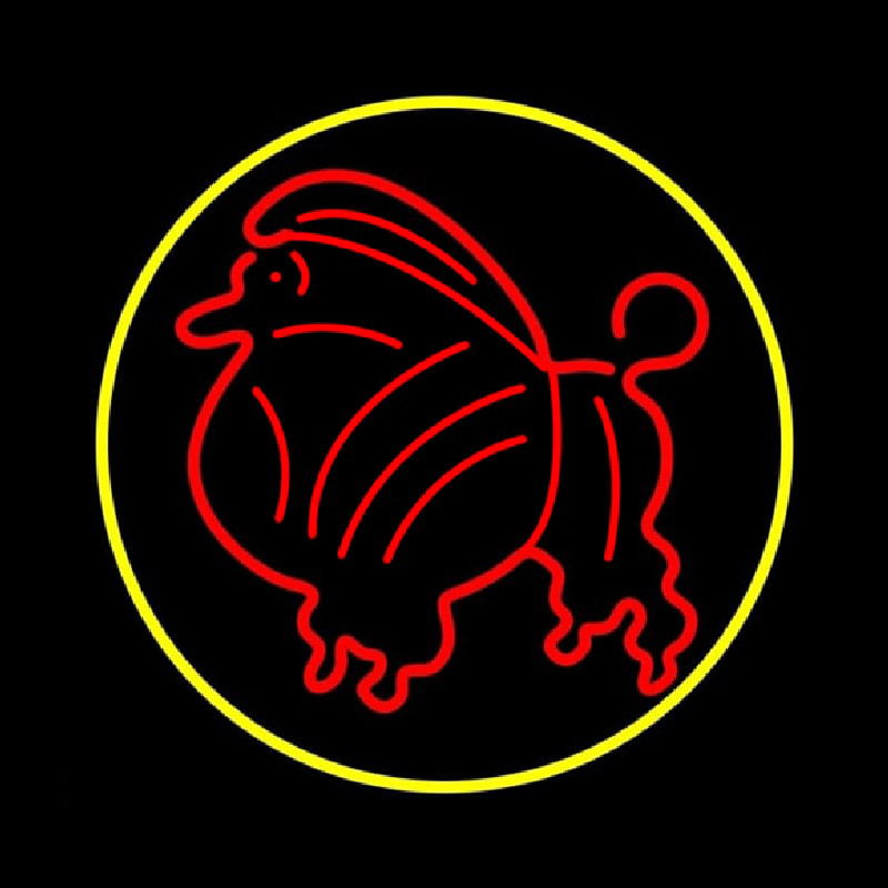 Poodle Dog Yellow Circle Neonreclame