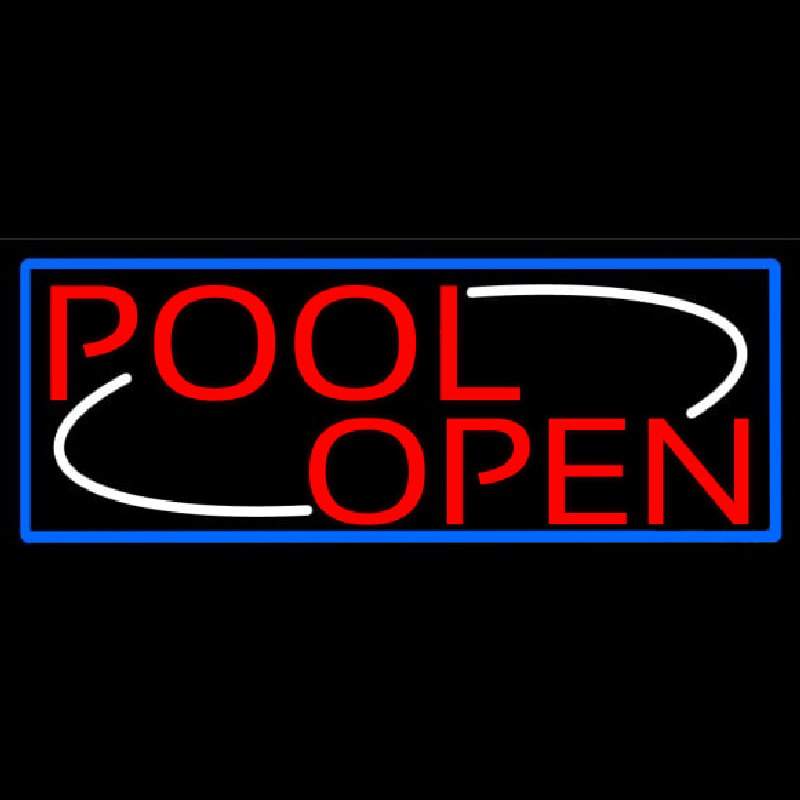 Pool Open With Blue Border Neonreclame
