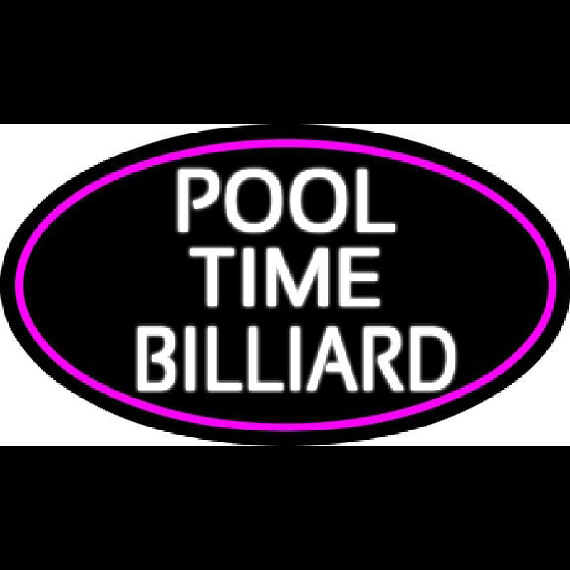 Pool Time Billiard Oval With Pink Border Neonreclame
