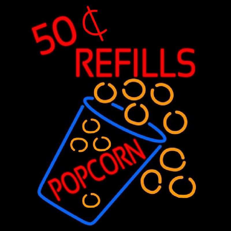 Popcorn Refills Neonreclame