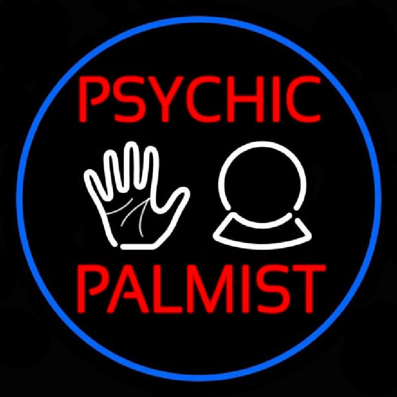 Psychic Palmist Blue Border Neonreclame
