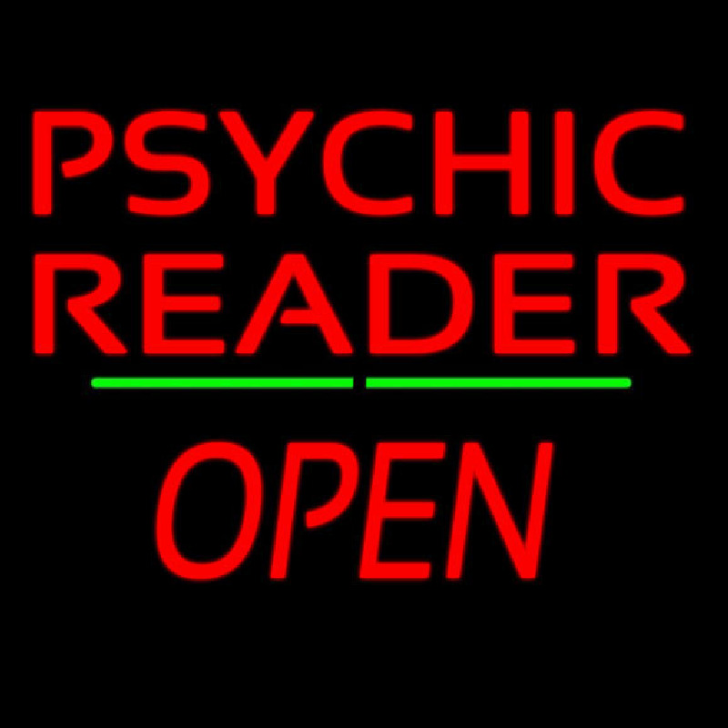 Psychic Reader Green Line Open Neonreclame