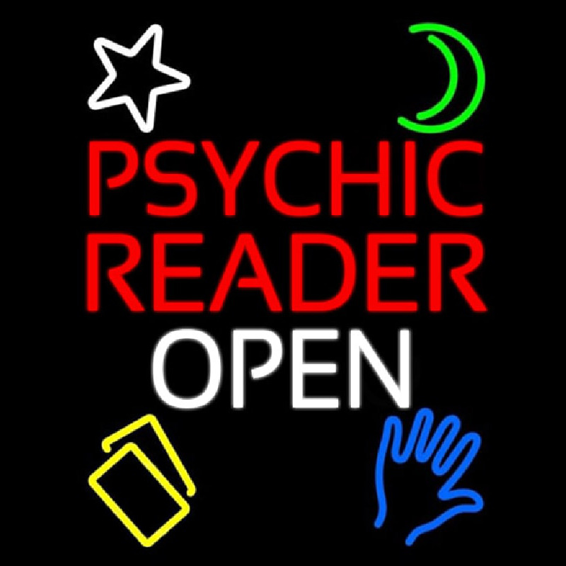 Psychic Reader Open Block White Border Neonreclame