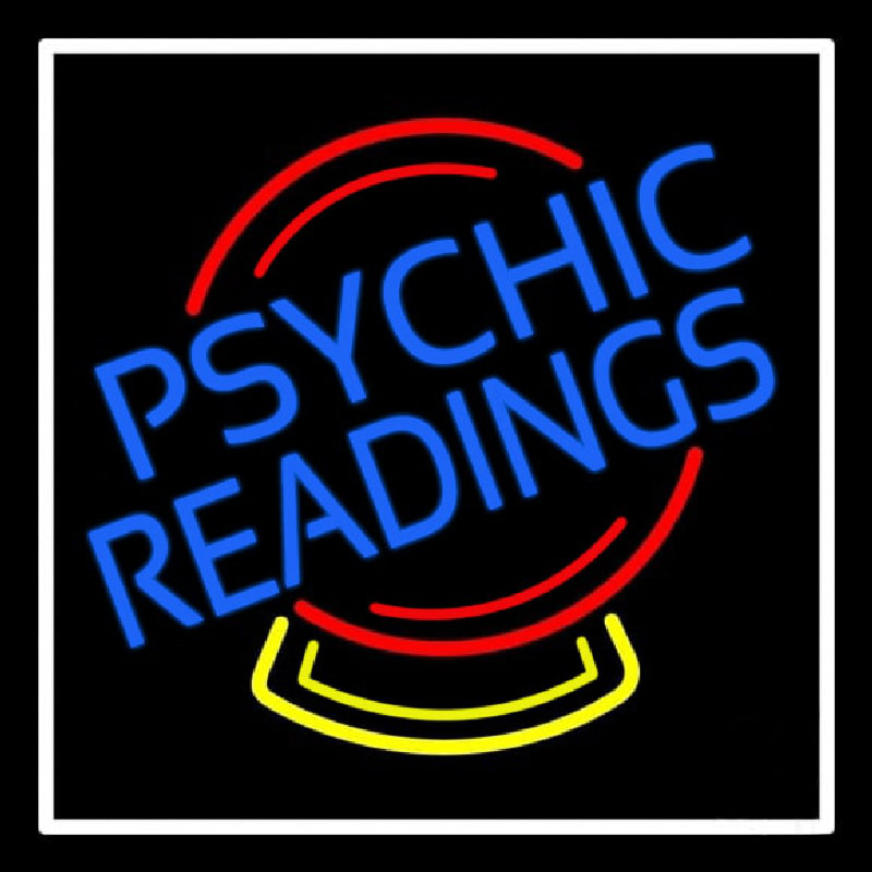 Psychic Readings Crystal White Border Neonreclame