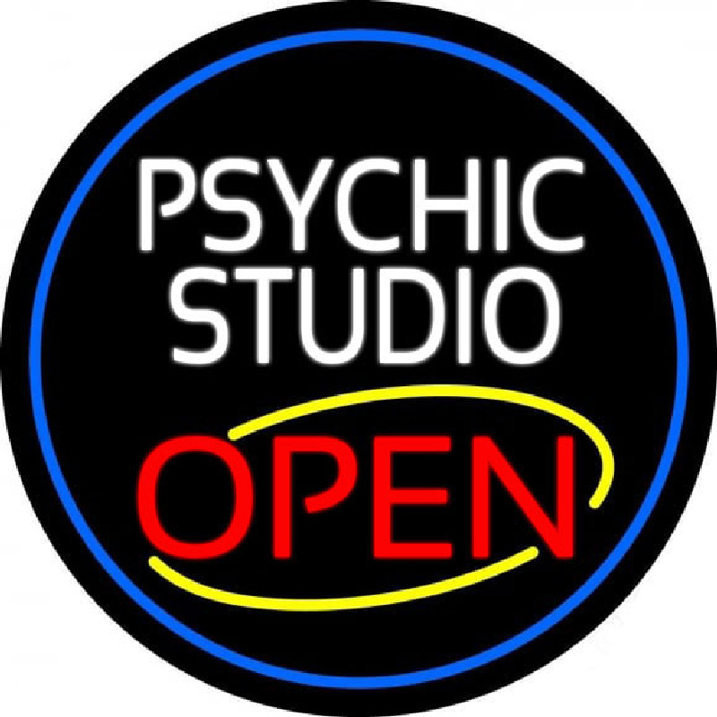 Psychic Studio Red Open Blue Border Neonreclame