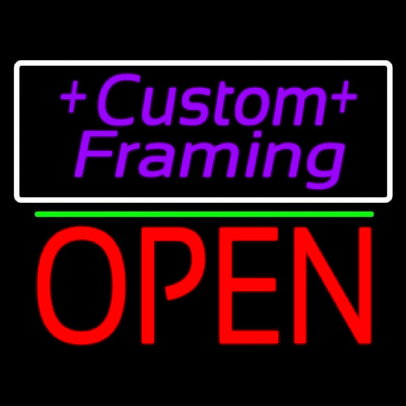 Purple Custom Framing With Open 1 Neonreclame