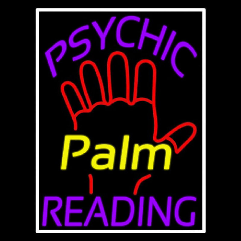 Purple Psychic Reading With Yellow Palm Neonreclame