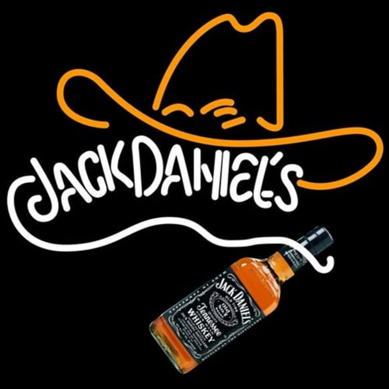 Rare Jack Daniels Whiskey Cowboy Hat Neonreclame