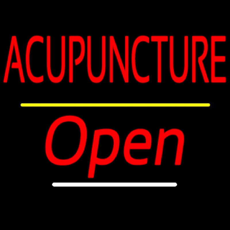 Red Acupuncture Open Yellow Line Neonreclame