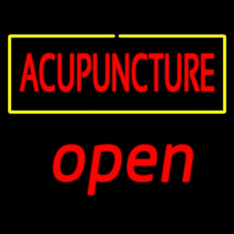 Red Acupuncture Yellow Border Open Neonreclame