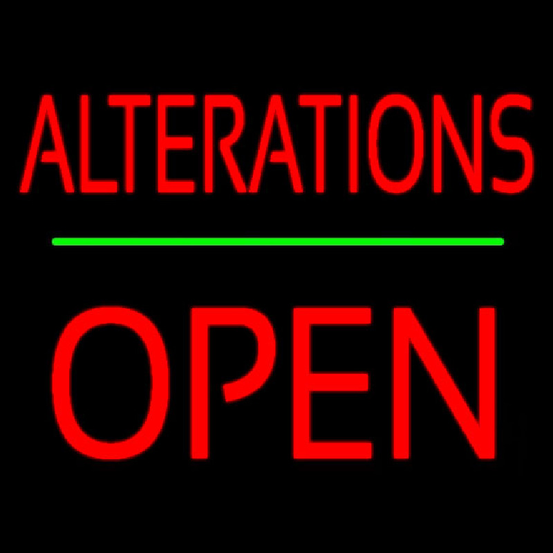 Red Alterations Block Open Neonreclame