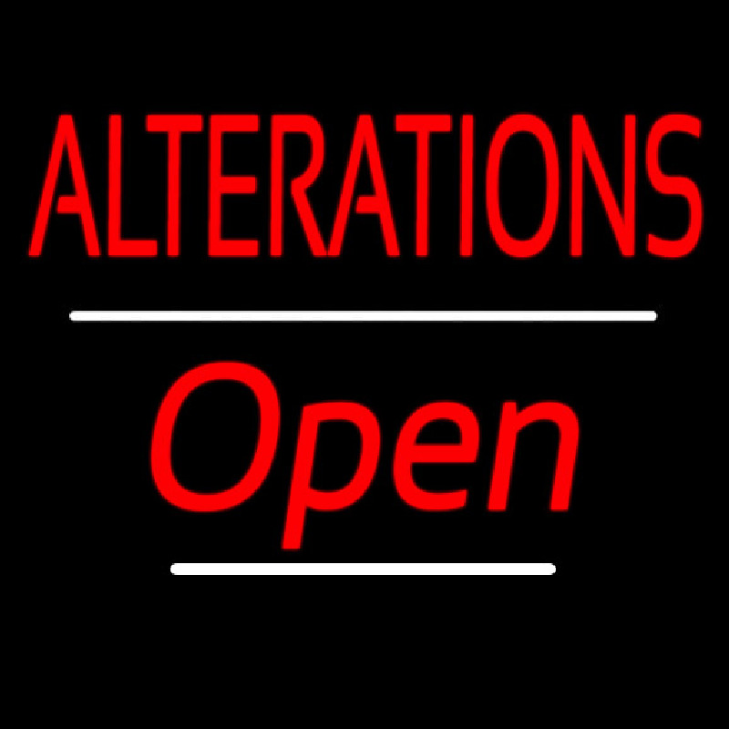 Red Alterations White Line Open Neonreclame