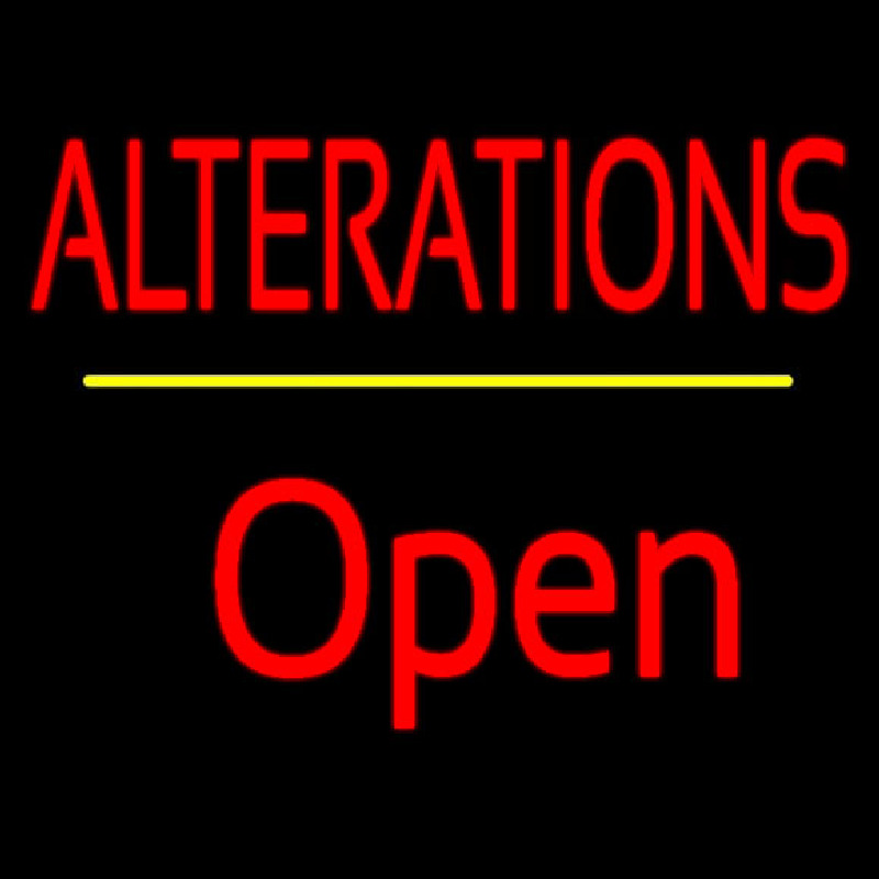 Red Alterations Yellow Line Open Neonreclame