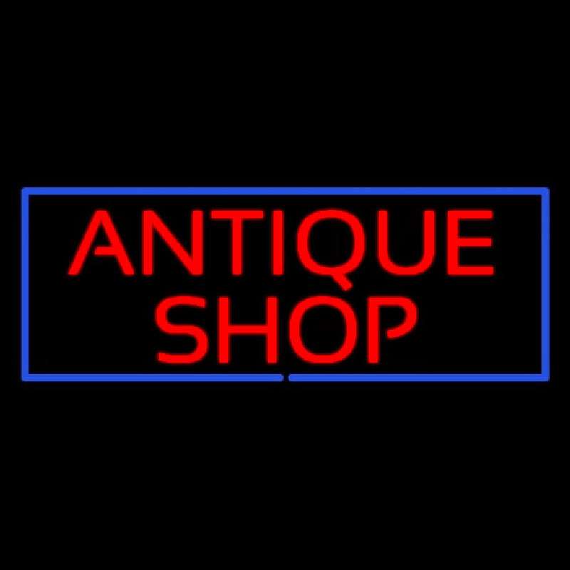 Red Antique Shop Blue Border Neonreclame