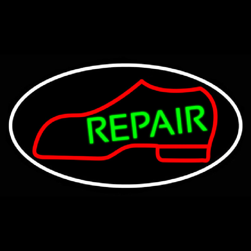 Red Boot Green Repair With Border Neonreclame