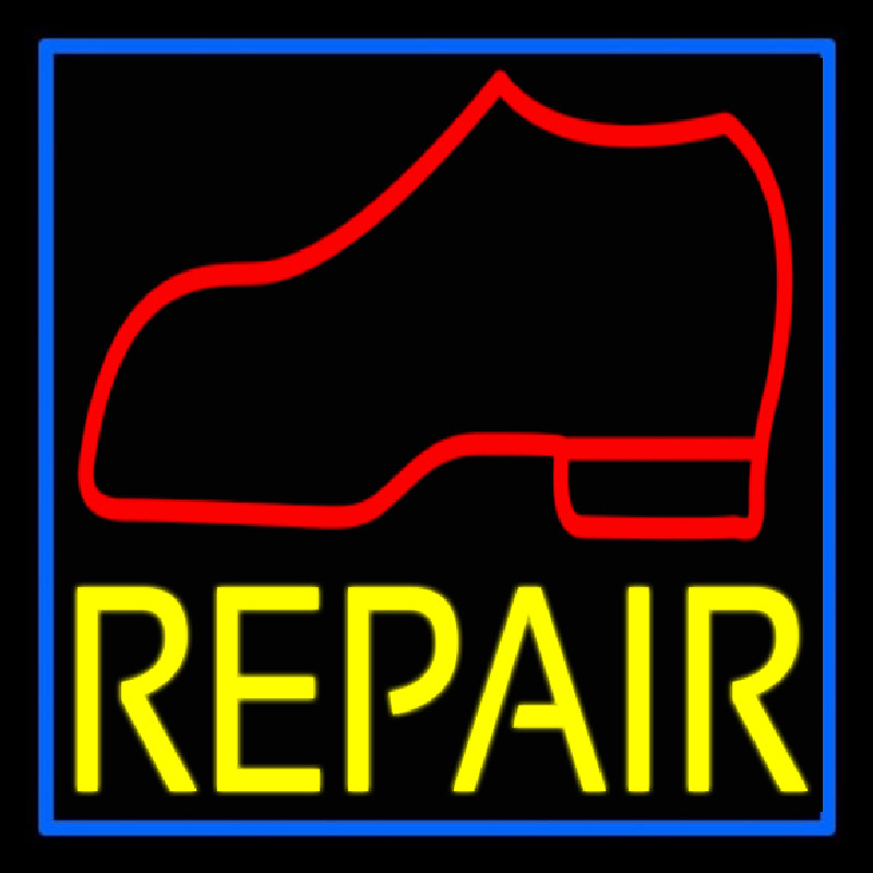 Red Boot Yellow Repair Neonreclame