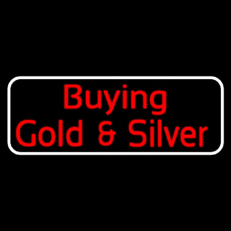 Red Buying Gold And Silver White Border Block Neonreclame