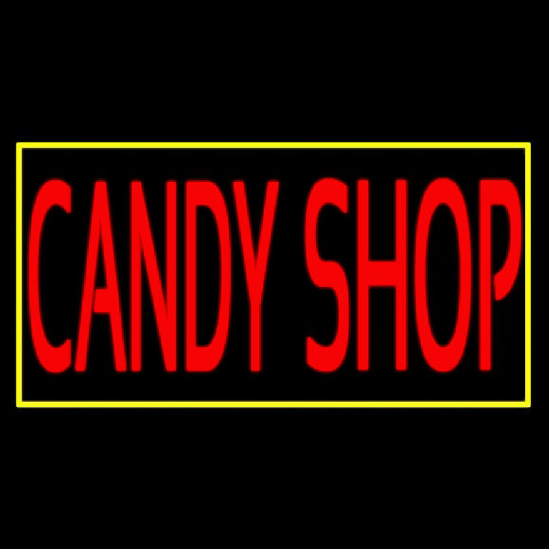 Red Candy Shop With Yellow Border Neonreclame