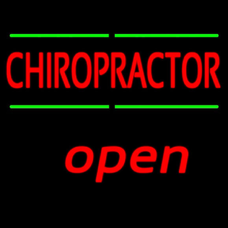 Red Chiropractor Green Lines Open Neonreclame