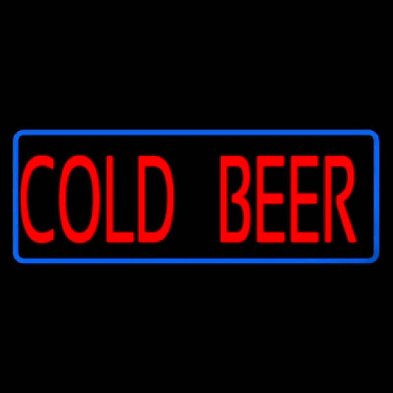Red Cold Beer With Blue Border Neonreclame