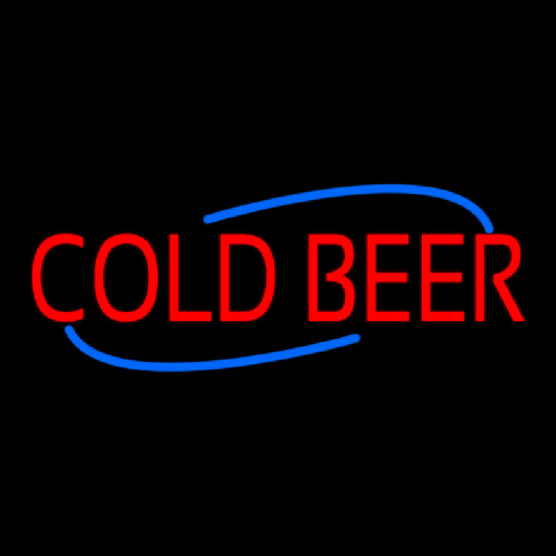 Red Cold Beer With Blue Border With Blue Line Neonreclame