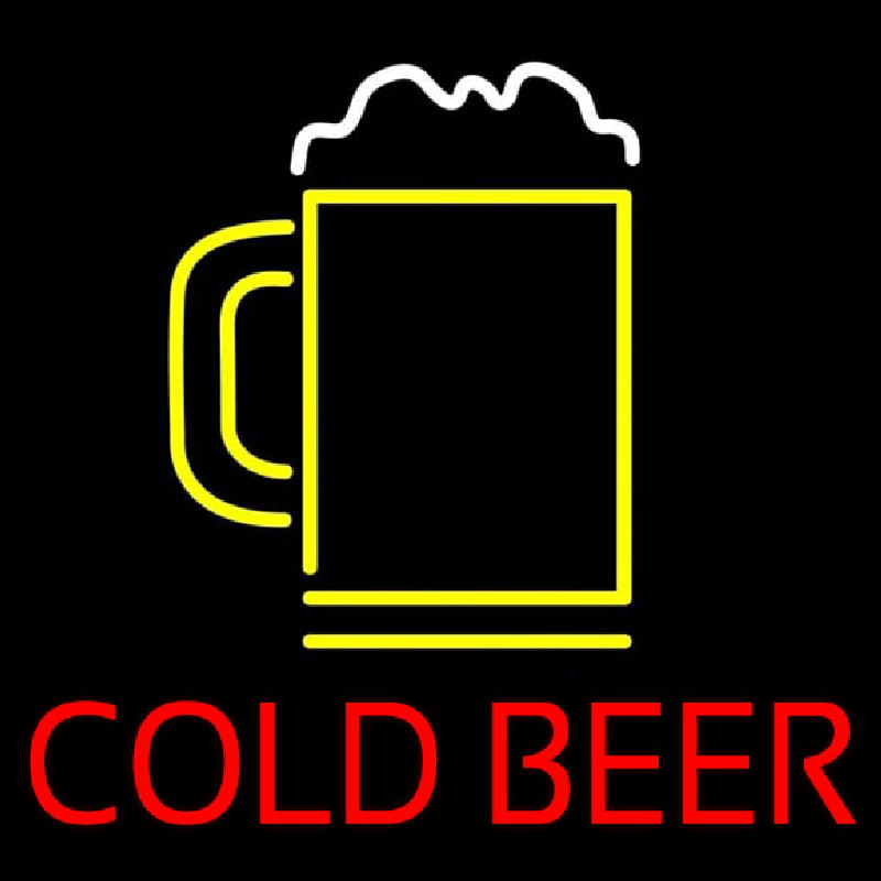 Red Cold Beer With Yellow Mug Neonreclame