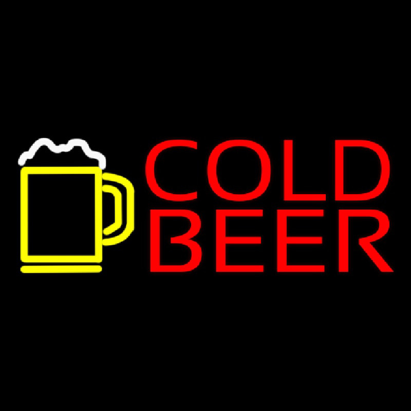 Red Cold Beer With Yellow Mug Neonreclame