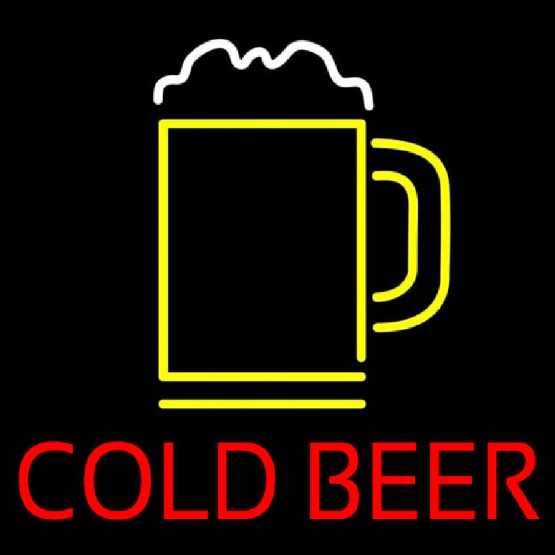 Red Cold Beer With Yellow Mug Real Neon Glass Tube Neonreclame