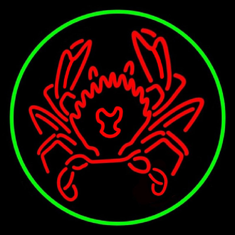 Red Crab Green Circle Neonreclame