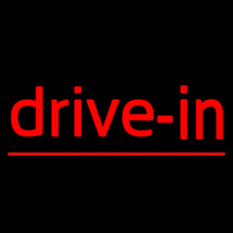 Red Cursive Drive In Neonreclame