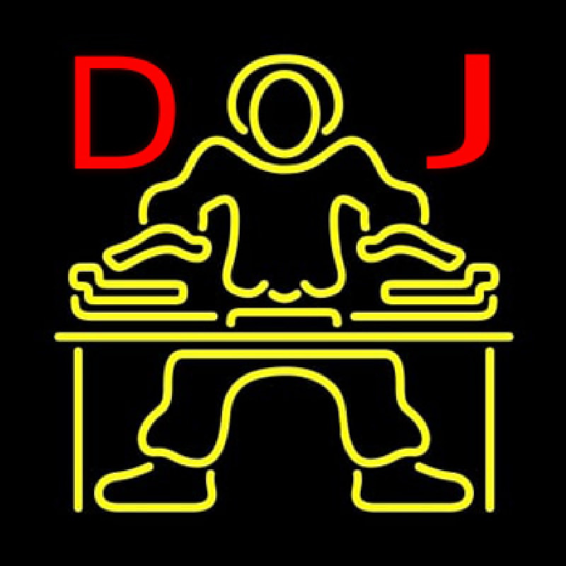 Red DJ Disc Jockey Music Neonreclame