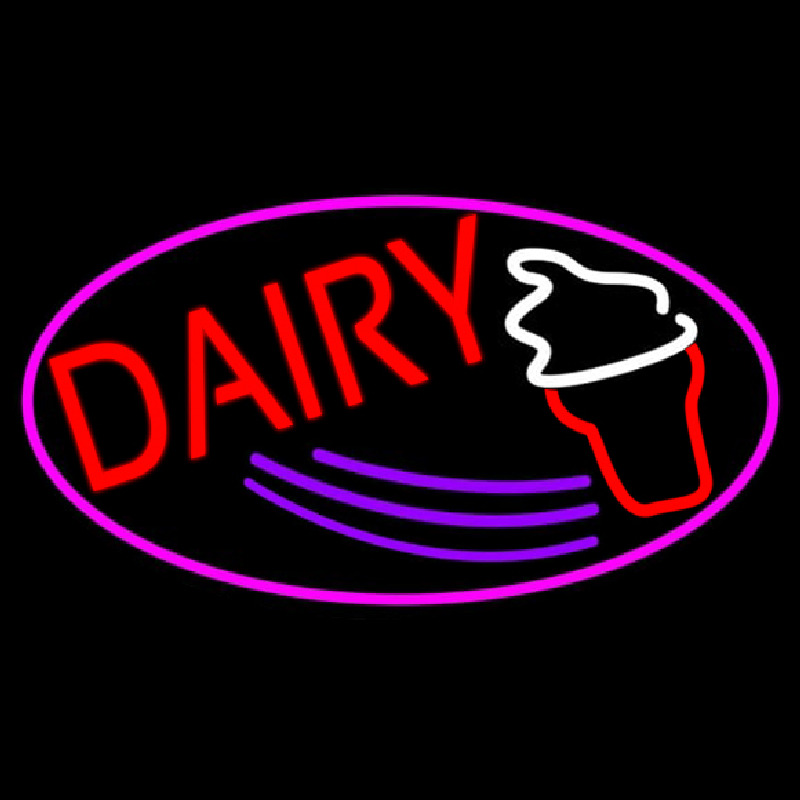 Red Dairy With Oval Neonreclame