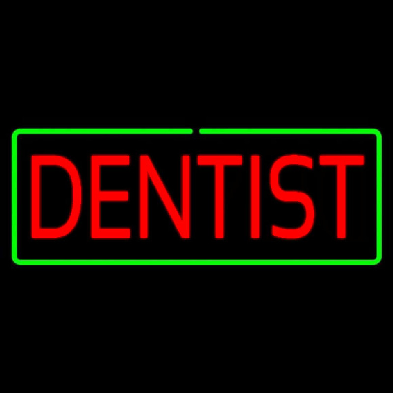Red Dentist Green Border Neonreclame