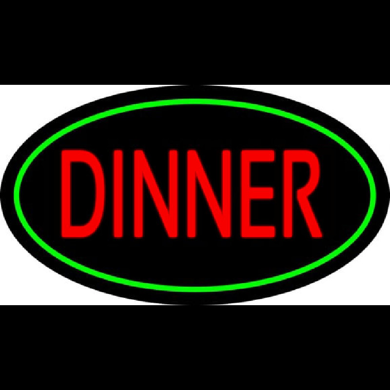 Red Dinner Oval Green Neonreclame