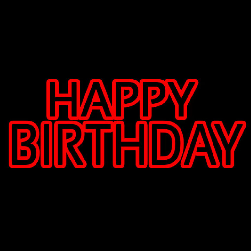 Red Double Stroke Happy Birthday Neonreclame