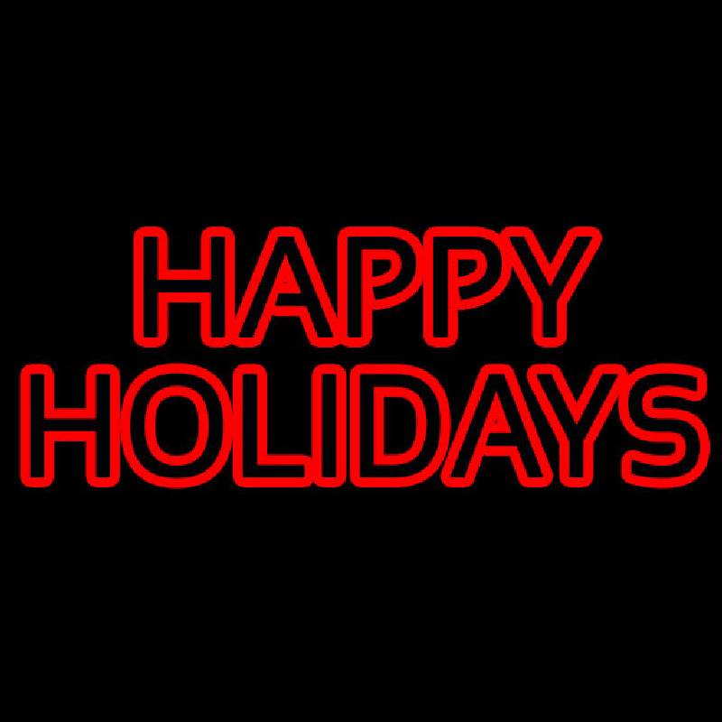 Red Double Stroke Happy Holidays Neonreclame