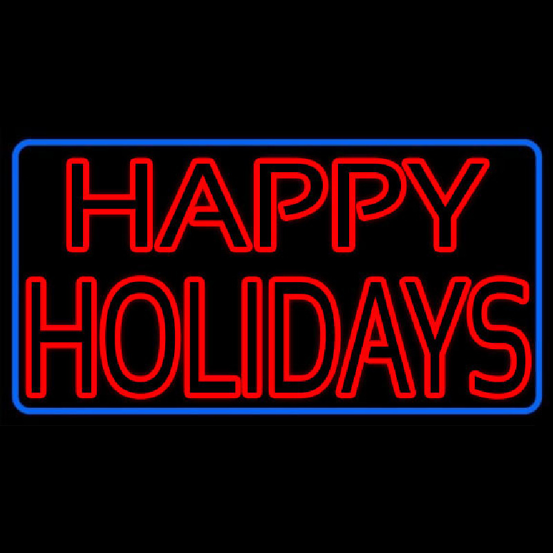 Red Double Stroke Happy Holidays Neonreclame