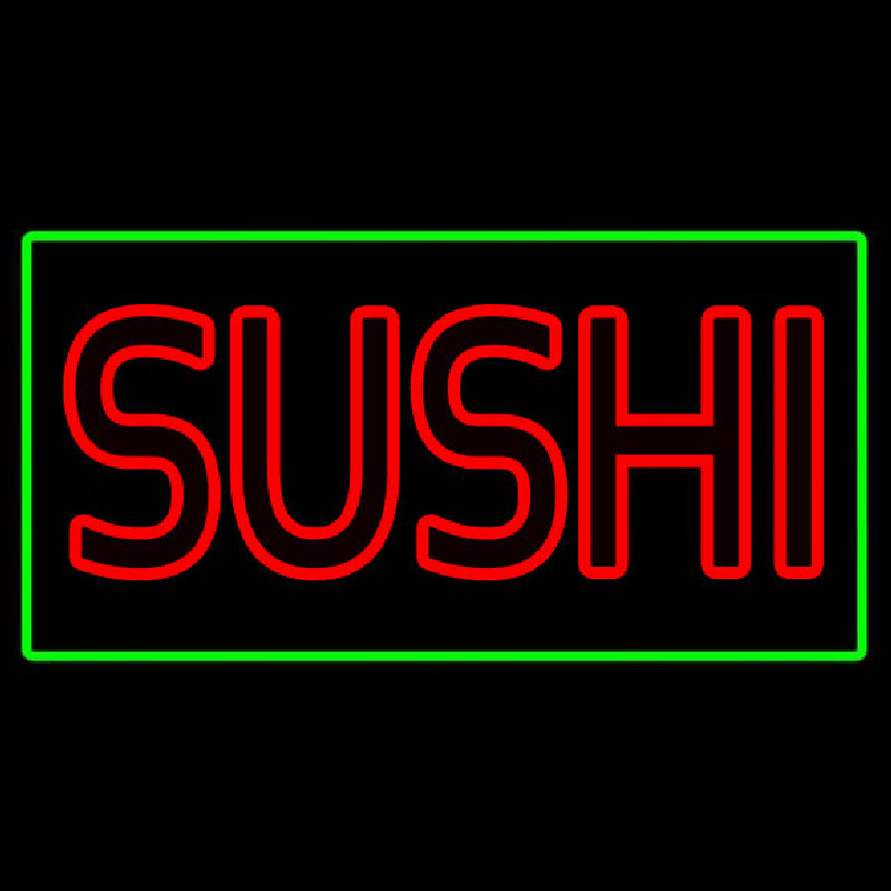 Red Double Stroke Sushi With Green Border Neonreclame