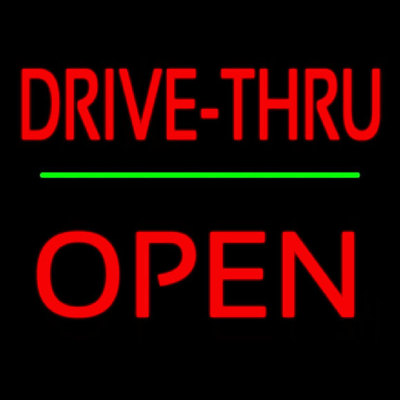 Red Drive Thru Block Open Green Line Neonreclame