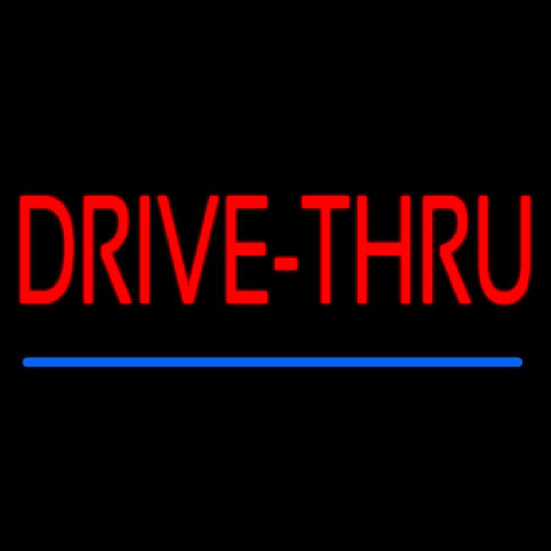 Red Drive Thru Blue Line Neonreclame