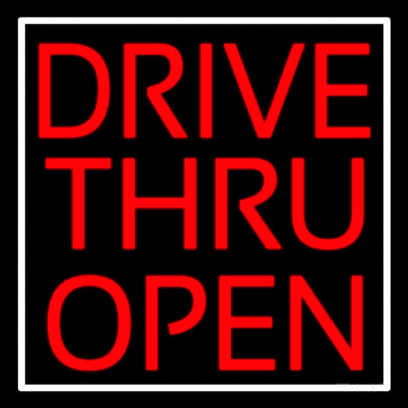 Red Drive Thru Open Neonreclame