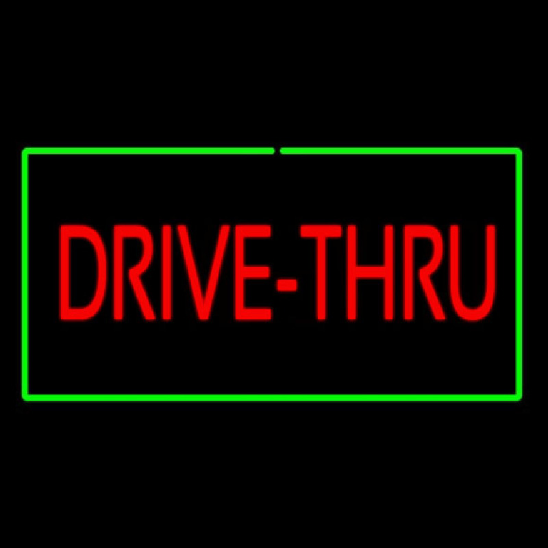 Red Drive Thru Rectangle Green Neonreclame