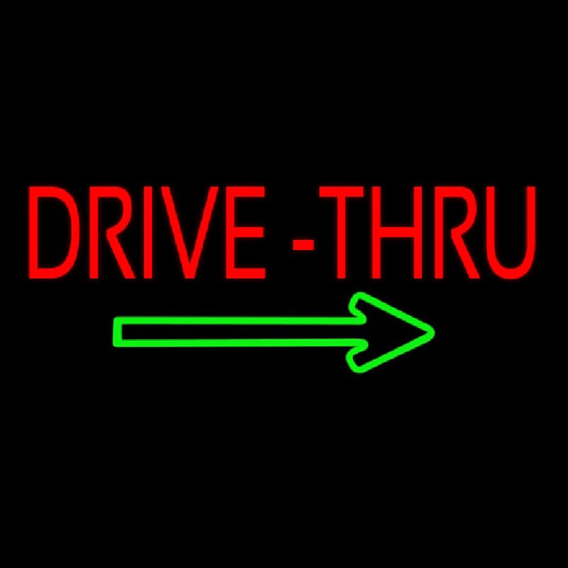 Red Drive Thru With Green Arrow Neonreclame