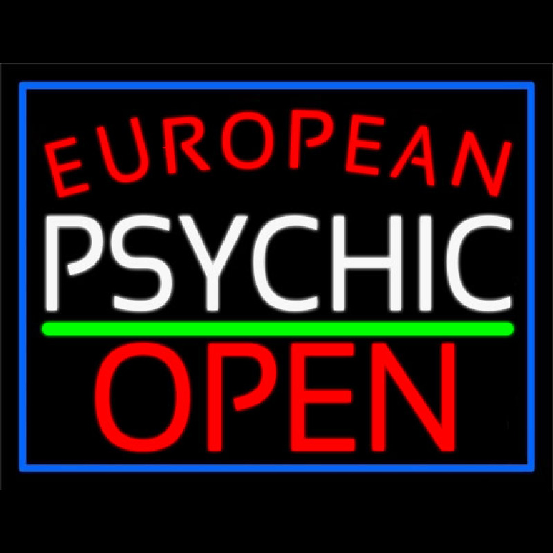 Red European White Psychic Red Open Green Line Neonreclame
