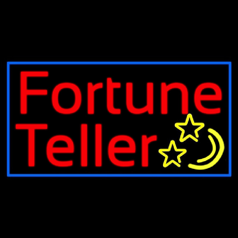 Red Fortune Teller Blue Border Neonreclame