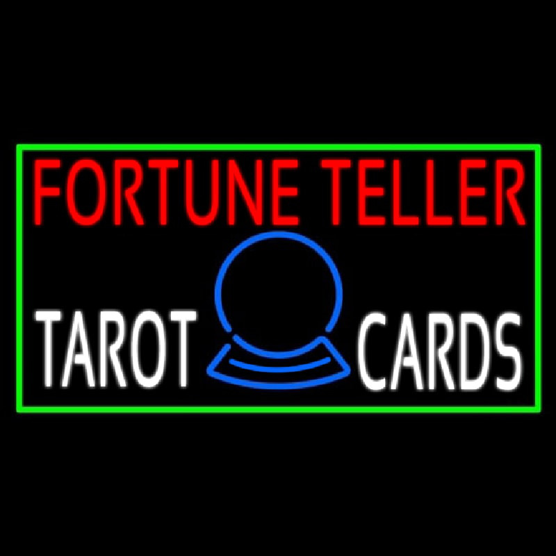 Red Fortune Teller White Tarot Cards With Green Border Neonreclame