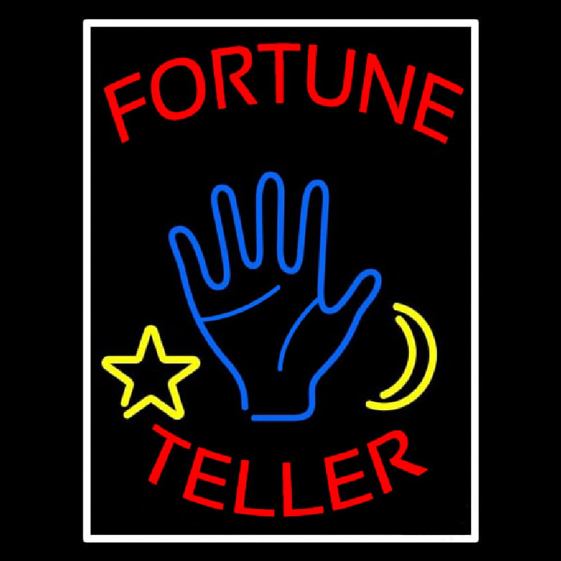 Red Fortune Teller With Logo And White Border Neonreclame