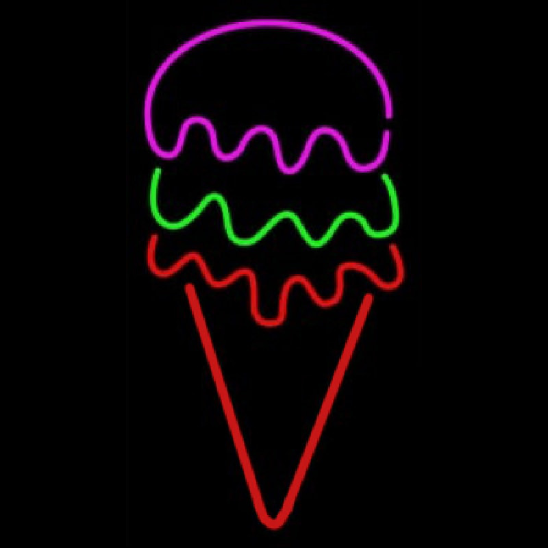 Red Green Ice Cream Cone Neonreclame