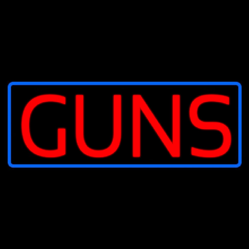 Red Guns Blue Rectangle Neonreclame