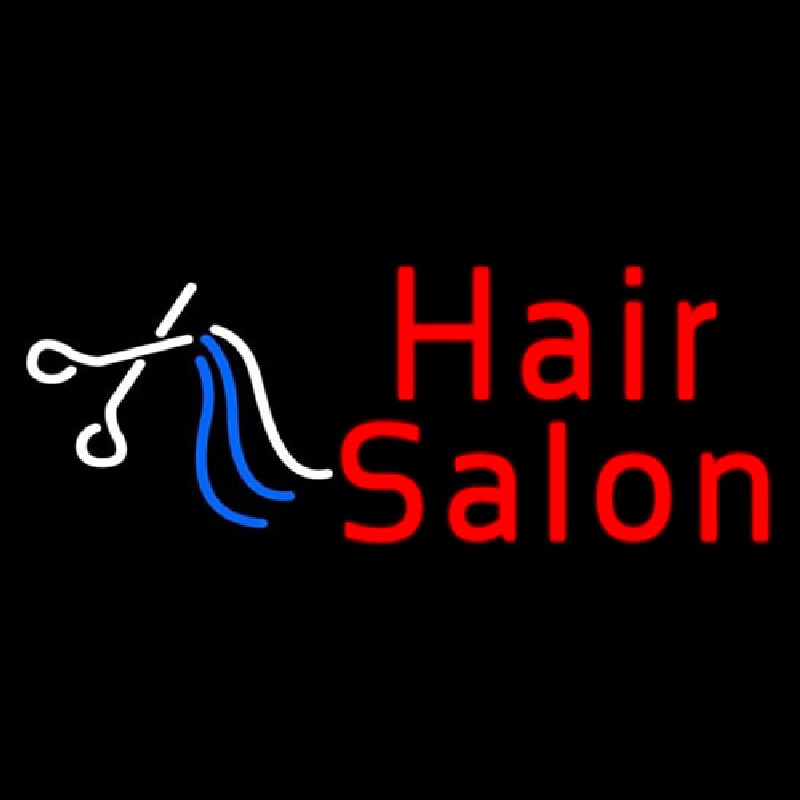 Red Hair Salon With Scissor Neonreclame